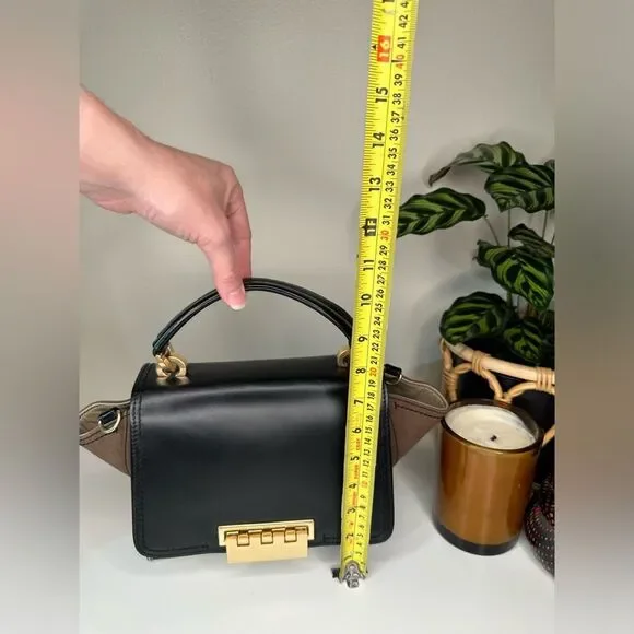 ZAC Zac Posen Eartha Top Handle Leather & Suede Satchel Cream Black Tan - Picture 12 of 15